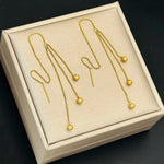 El Regalo Modern Sui Dhaga Threader Earrings for Women - Minimalist Long Pull Through Chain Earrings - Light Dangle Needle Threaders for Multiple Piercings, Sensitive Ears (Triple Bead Drip)