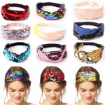 El Regalo 1 PC Reversible Sequins Stretchy Glittery Fashion Headbands for Teen Girls & Women (Pink/Silver)