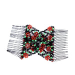 El Regalo 2PC Magic Easy Hair Combs Clips- Fancy Double Stretching Combs Clip Thick & Thin Hair Multistyling Hair Accessory For Women & Girls (Brown & Red)