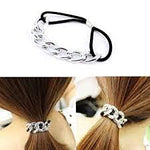 El Regalo Metal Chain Ponytail Holder | Vintage Alloy Elastic Hair Rope Women Girl Hair Ties Ring Hair Accessories for Girls & Women (Golden & Silver)