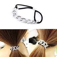 El Regalo Metal Chain Ponytail Holder | Vintage Alloy Elastic Hair Rope Women Girl Hair Ties Ring Hair Accessories for Girls & Women (Golden & Silver)