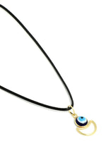 El Regalo 2 PCs Blue Evil Eye Unisex Pendant Cord Necklace for Kids/Girls/Boys/Men & Women - Turkish Blue Silver & Golden Handmade Evil Eye Necklaces (Option-3)