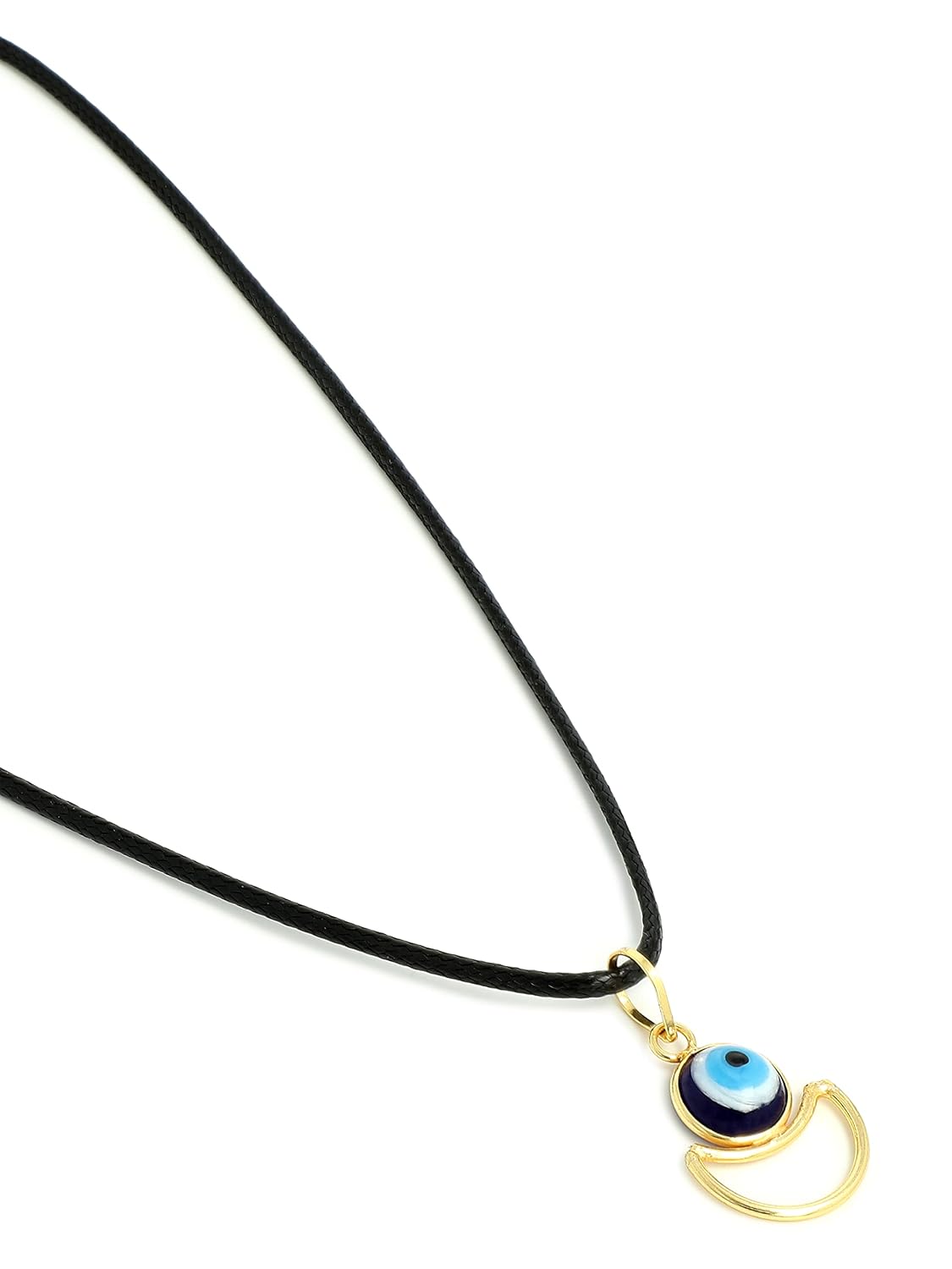 El Regalo 2 PCs Blue Evil Eye Unisex Pendant Cord Necklace for Kids/Girls/Boys/Men & Women - Turkish Blue Silver & Golden Handmade Evil Eye Necklaces (Option-3)