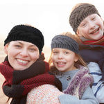 El Regalo Knitted Winter Twist Warm Wool Headband with Buttons for Face Mask Cover for Unisex (Black)