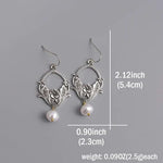 El Regalo Vintage Dainty Flower Pearl Earrings- Exquisite Carving Leaf Flower Earrings for Women