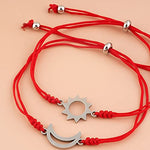 El Regalo Unisex-Adult 2PCs Sun Moon Red String of Fate Bracelets Set - Stainless Steel Sun Moon Bracelet Set for Best Friends/Couples/Besties