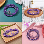 El Regalo 2PCs Natural Crystals Butterfly Bracelets Set- Real Crystals Healing Stones Bracelet Combo for Women (Purple Amethyst)