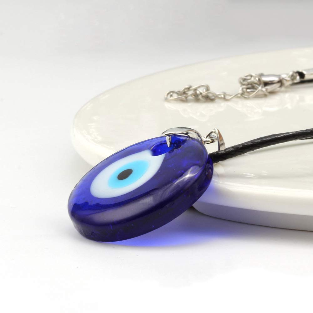 El Regalo 2 PCs Evil Eye Couple Jewelry Set- Evil Eye Big Leather Rope Necklace & Bracelet Set Best Friends/Besties/Couple- Women Men- Valentine's Day Gift (Evil Eye Jewelry Set- 1)