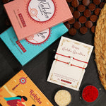 El Regalo 2PCs Red & Black String of Fate Bracelet Rakhi for Protection & Good Luck- 2Rakhis for Brother with Roli Chawal in Gift Box (Baby/Kids/Teens/Adults) (Heart Rakhis)