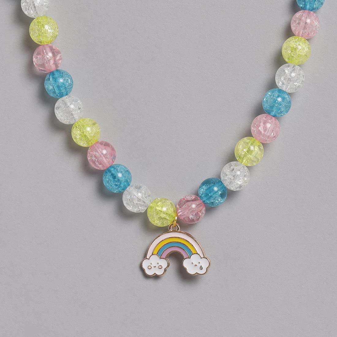 El Regalo 3 PCs Kids Girls Necklace, Bracelet & Earrings Jewelry Set- Girls Beaded Charms Princess Jewelry Set (Rainbow Star Charms Jewelry Set)
