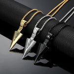 El Regalo Men's Stainless Steel Arrowhead Necklace for Boys/Men- Gift for Him (Black)