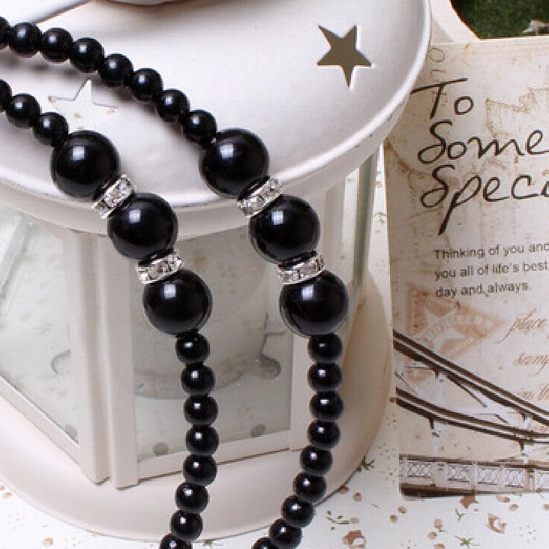 El Regalo 3 PCs Pearls Rehinestones Party Hairbands/Headbands for Girls- Pink, Black & White Pearl Beads Hairbands- Wedding Hair Accessories for Kids, Girls & Women