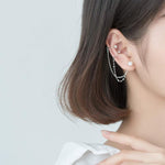 El Regalo Women's 1 Pair Pearl Studs Ear Cuff Earrings- Tassel Chain Imitation Pearl Punk Style Ear Cuff Clip Earrings