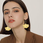 El Regalo Big & Bold Ginkgo Leaf Drop Dangle Earrings - Fashionable Fall Maple Leaf Boho Earrings for Women & Girls, Classy Statement Jewelry (Gold)