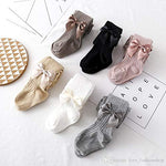 El Regalo 1 Pair Girls Combed Cotton Bow Tights Pantyhose Leggings Stocking Pants | Bow Socks Stockings for Girls (Gray)