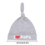 El Regalo 2 PCs I Love Papa/I Love Mama Soft Beanie Knot Unisex Caps for Babies Girls/Boys - Autumn- Spring Newborn Cozy Hat Knot Infant Hat (Grey Mama-Papa)