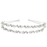 El Regalo Bridal Hair Accessory- Fancy Double-Layered Rhinestone & Pearl Vine Hairband for Girls & Women- Bridal, Bridesmaids HairBand (Silver)