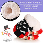 El Regalo 1 Pair Thermal Fluffy Casual Socks For Kids- Girls/Boys - Soft Warm Fleece Lining Knitting Non-Slip Winter Slipper Socks - Christmas Santa, Heart & Giraffe (Red Santa Socks, 3-6 Years)