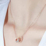 El Regalo Crystal Roman Numeral Stainless Steel Necklace & Earrings Jewelry Set For Girls & Women- Anti tarnish, Waterproof Double Ring Infinity Love Jewelry