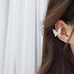 El Regalo 1PC CZ Crystal Butterfly Ear Cuff for Non-Pierced Ears - Gold Butterfly Wing Cartilage Clip-On Earring - Rhinestone Statement Butterfly Cuff Wrap Earrings for Women & Girls