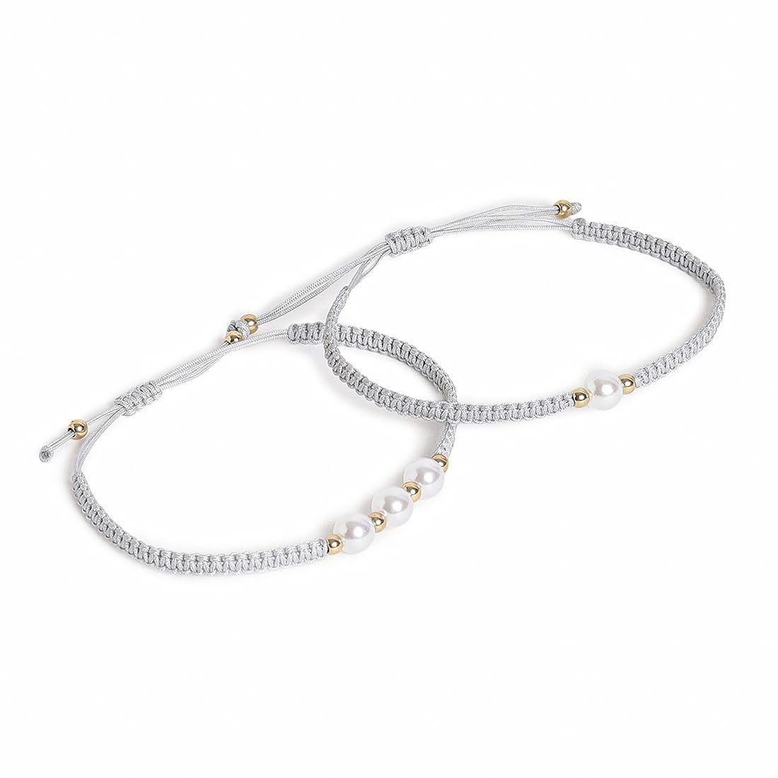 El Regalo 2PCs Pearls Rakhi Combo Set for Bhaiya-Bhabhi/Bhai- Bhatija/Bhatiji- Rakhi Gift Combo with 2 Pearls Rakhi, Roli-Chawal Shagun Pack, Message Card in Gift Box (Grey)