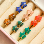 El Regalo Natural Stones Star Stud Earrings- Handcfated Wire Wrapped Celestial Star Earrings for Girls & Women (Brown Tiger Eye)