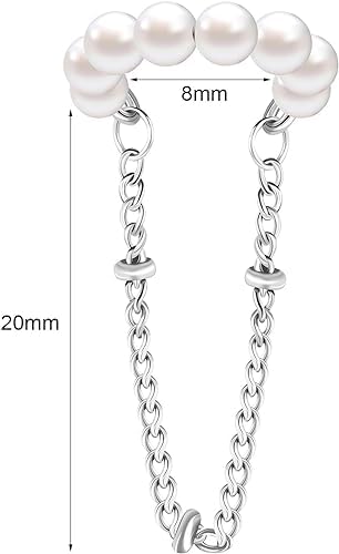El Regalo Pearl Ear Cuffs Earrings for Girls/Women- Non Piercing Cartilage Cuff Wrap Clip on Earrings Pearl Tassel Chain Earrings (Silver)