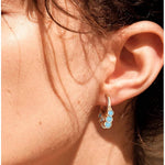 El Regalo Elegant Round Dot Turquoise Dangle Drop Huggie Hoop Earrings - Cute 14k Gold Plated Multi Drop Hoop Earrings for Women & Girls