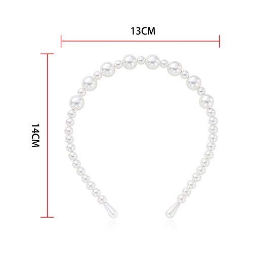 El Regalo 2 PCs Pearl Beads Decoration Plastic Hair Band Headband for Kids, Girls and Women (Pattern 3)