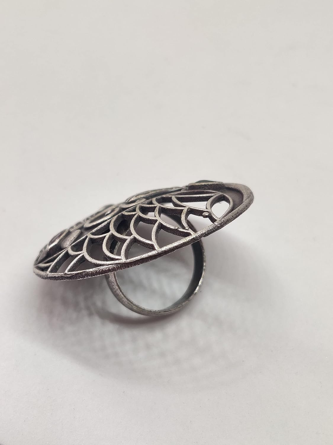 El Regalo Vintage Filigree Peacock Adjustable Finger Ring For Girls/Women - Oxidized Metal