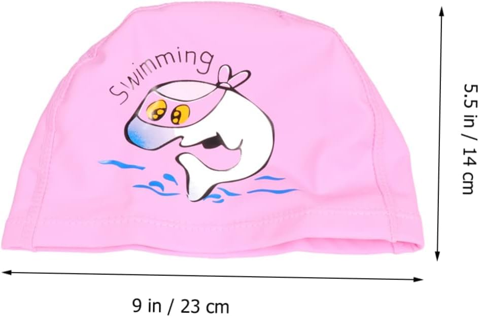 El Regalo 1PC of Cute Kids Dolphin PU Swimming Caps for Girls & Boys- Waterproof, Animal Print Swimming Cap (for Kids 6-12 Years) (Pink Fish Swim Cap)