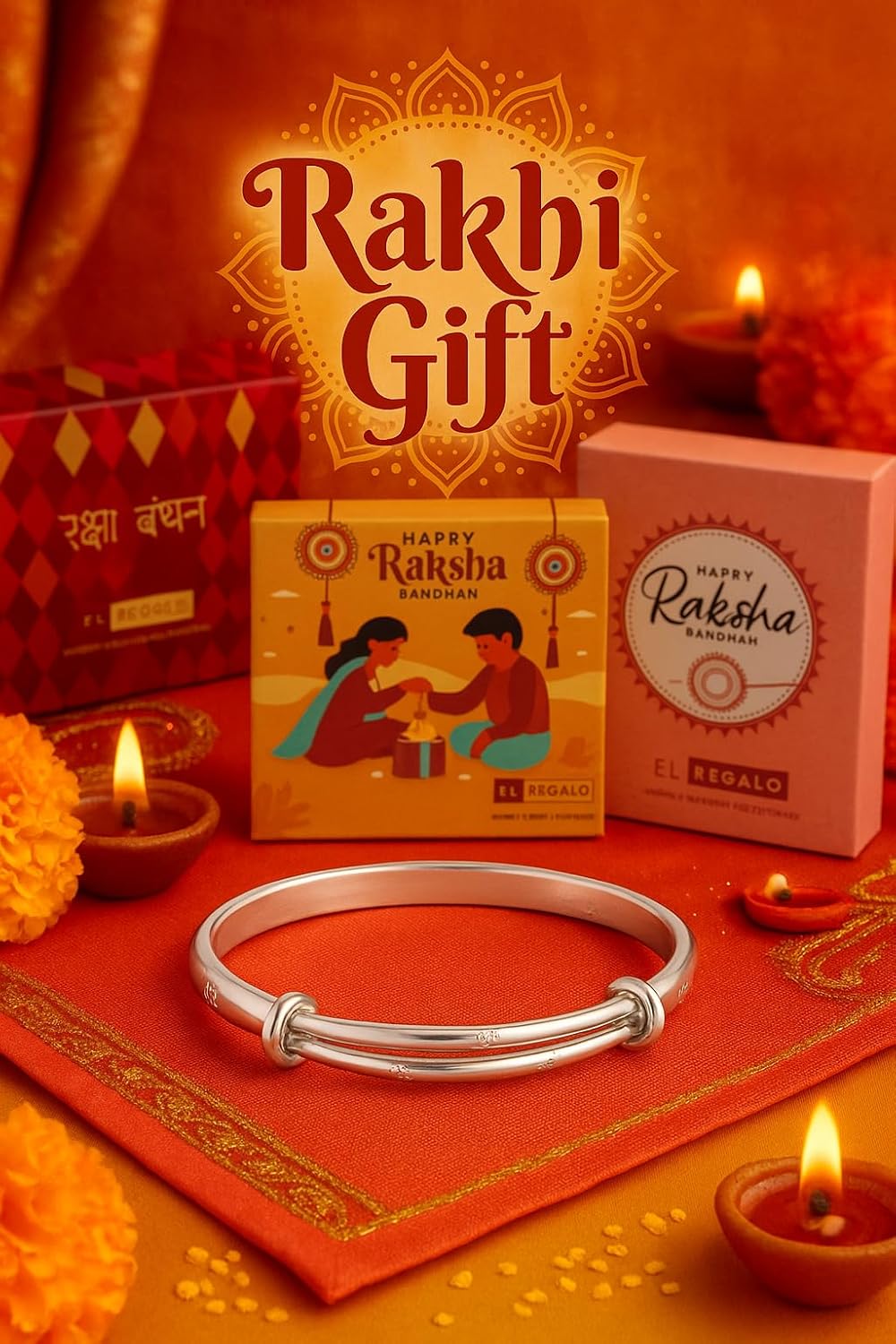 El Regalo Rakhi for Babies/Toddler/Baby Brother- Bracelet Rakhi for Baby Brother with Roli Chanwal, Message Card in Rakshabandhan Box (Style-2)