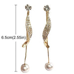 El Regalo Fancy Pearl Earrings- Pearl Zircon Inlaid Dangle Earrings for Girls & Women- Pearl Tassel Long Earrings (Pearl Tassel Ear Jacket)