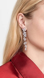 El Regalo Womens Leaf Cubic Zirconia Bridal Earrings for Wedding- Teardrop Crystal Chandelier Dangle Earrings - Flower Vine Diamond Drop Earrings