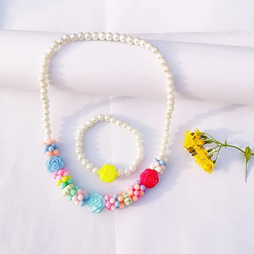El Regalo 3Pairs Kids Necklace & Bracelet Jewelry Set Combo- Kids Colorful Jewelry Sets | Princess Colorful Acrylic Beads Stretch Necklace Bracelet Set for Kids Baby Toddler Girls (Set Option-3)