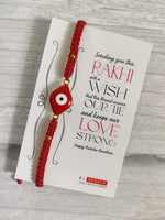 El Regalo Lucky Kabbalah Blue Turkish Evil Eye Hamasa Hand Red Macrame Rakhi Set for Bhaiya & Bhabhi (Star Turkish Evil Eye Stones)