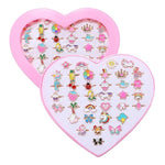 El Regalo 36 Pcs Adjustable Enamel Kids Rings - Unicorn, Rainbow, Strawberry, Flowers & More | No-Duplicate Dress-Up Jewelry Box for 4-12 Year Old Girls - Birthday, Christmas, Valentines