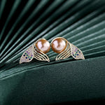 El Regalo Cute Mermaid Tail Pearl Stud Earrings for Women Girls- Cubic Zirconia Hypoallergenic Small Fish Fin Stud Earrings