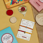 El Regalo 2 Hamsa Hand Evil Eye OM Rakhi Combo - Rakshabandhan Moli Charms Rakhi with Message Card & Roli Chawal Shagun in Rakhi Box for Bhaiya/Babhi/Bhatija/Bhatiji (Option-2)