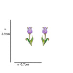 El Regalo Cute Purple Tulip Stud Earrings for Girls & Women - Fancy Tulip Flower Earrings, Elegant and Charming Design