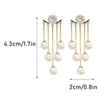 El Regalo 2-in-1 Pearl & Rhinestone Stud Earrings - Elegant Convertible Tassel Earrings for Women & Girls, Fashion Jewelry for Any Occasion