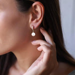 El Regalo Minimalist CZ Pearl Drop Earrings for Women | Korean Style Dangle Hoop Earrings | Gold & Silver Plated Cubic Zirconia Pearl Earrings | Elegant Daily Fashion Jewellery for Girls (Gold- Round)