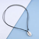 El Regalo Bohemian Shell Pendant Unisex Adult Necklace- Cowrie Choker Black Leather Cord Adjustable Necklace