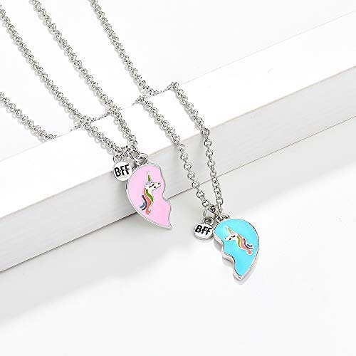 El Regalo Best Friend Heart Necklace | BFF Unicorn Jewelry Girls Necklace Friendship Birthday Friends Sisters Gifts