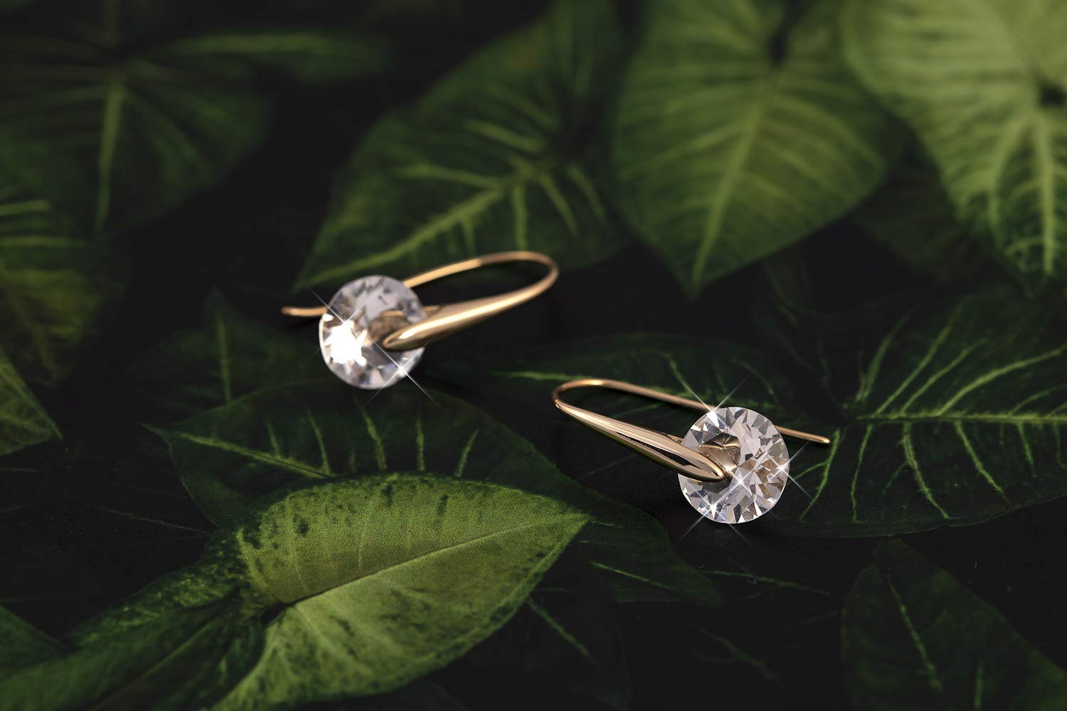 El Regalo Minimalist Gold Plated Cubic Zirconia Drop Earrings for Women & Girls | Modern & Luxurious Crystal Dangle Hook Earrings | Classy Fashion Jewellery Gift