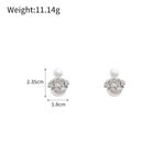 El Regalo Beautiful Double Sided Pearl Earrings for Women - Elegant Crown Rhinestone Front Back Studs | Korean Style Moti Earrings (Silver White)