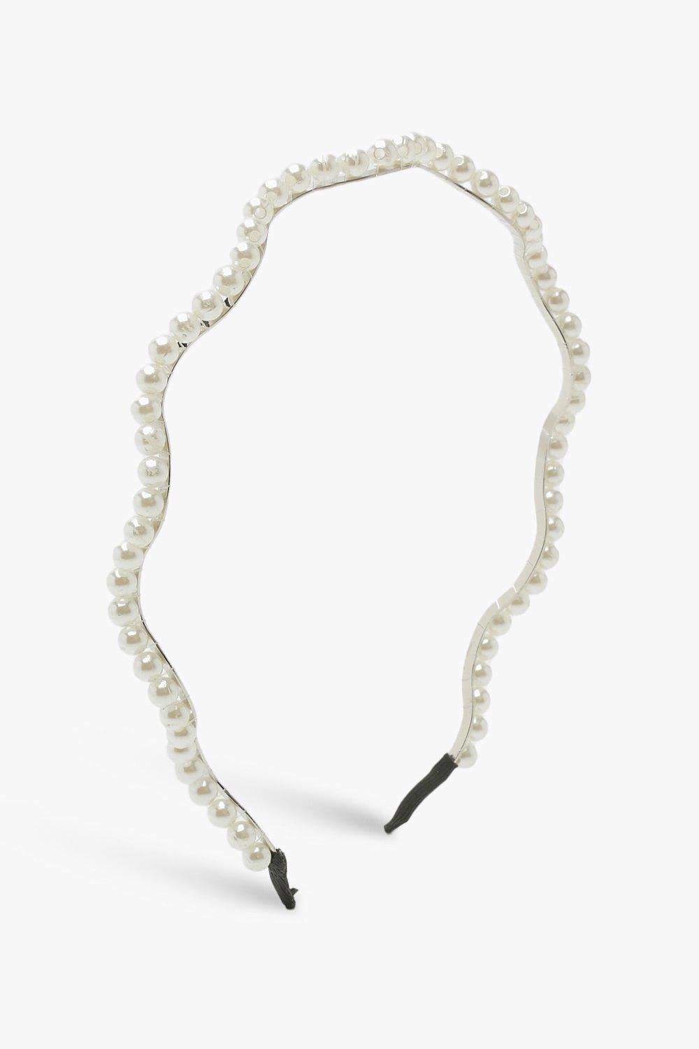 El Regalo 2 PCs Pearl Beads Hair Band Headband for Kids, Girls and women | Bridal Fancy Wedding Party Pearls Hairbands (Option- 2)