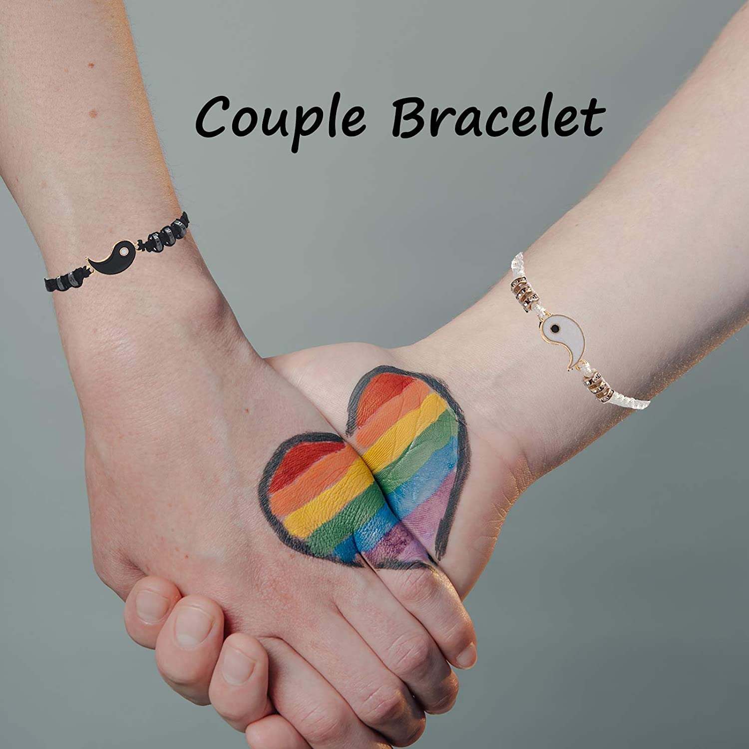 El Regalo "Yin Yang Handmade Macrame Golden Unisex Bracelets Set | Adjustable Bracelet for Best Friends/Couple - Set of 2 (These are NOT Magnetic)- Valentines Gift