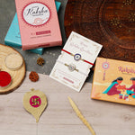 El Regalo Fancy 2PCs Evil Eye Rakhi Set for Brother with Roli Chawal & Rakhi Message Card - Lucky Protection Rakhi to Avoid Negative Energies for Brother/Sister-in-Law/Niece or Nephew (Option-2)