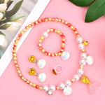El Regalo 4-Piece Mermaid Princess Jewelry Gift Set for Girls Kids- Princess Mermaid Shell Necklace, Bracelet, Earrings, Ring Pearl Gifts for Girls/Toddlers/Kids Dress Up Jewelry